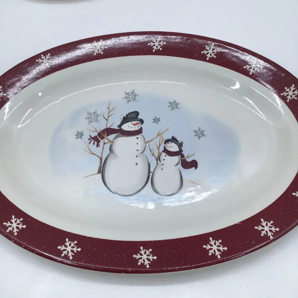 Royal Seasons Christmas Snowmen Gravy Boat Underplate Relish and Serving Platter - Picture 3 of 15